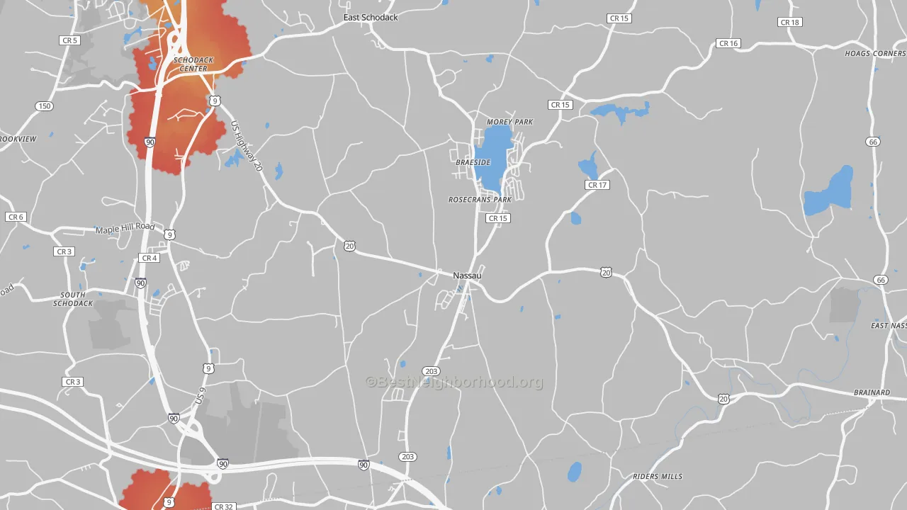 Transit Grade map of Nassau, NY