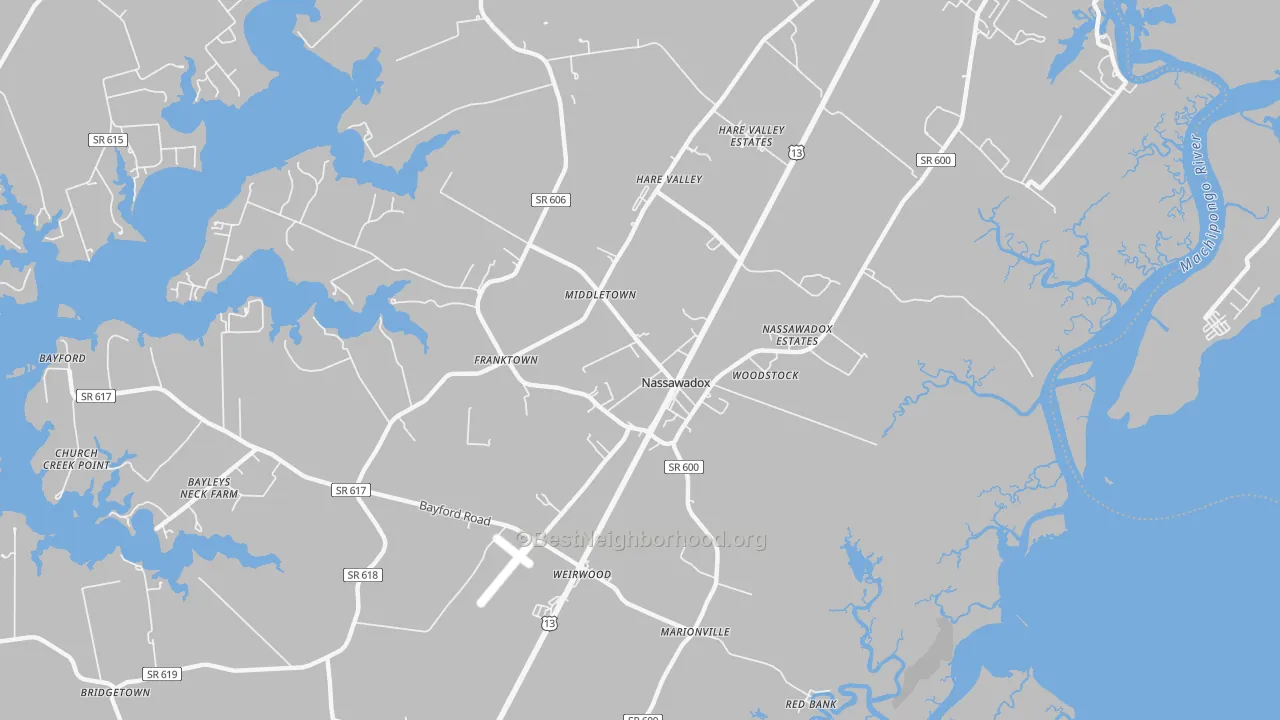 Transit Grade map of Nassawadox, VA