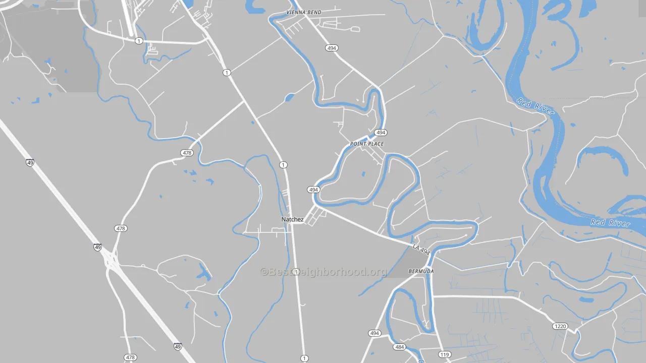 Transit Grade map of Natchez, LA