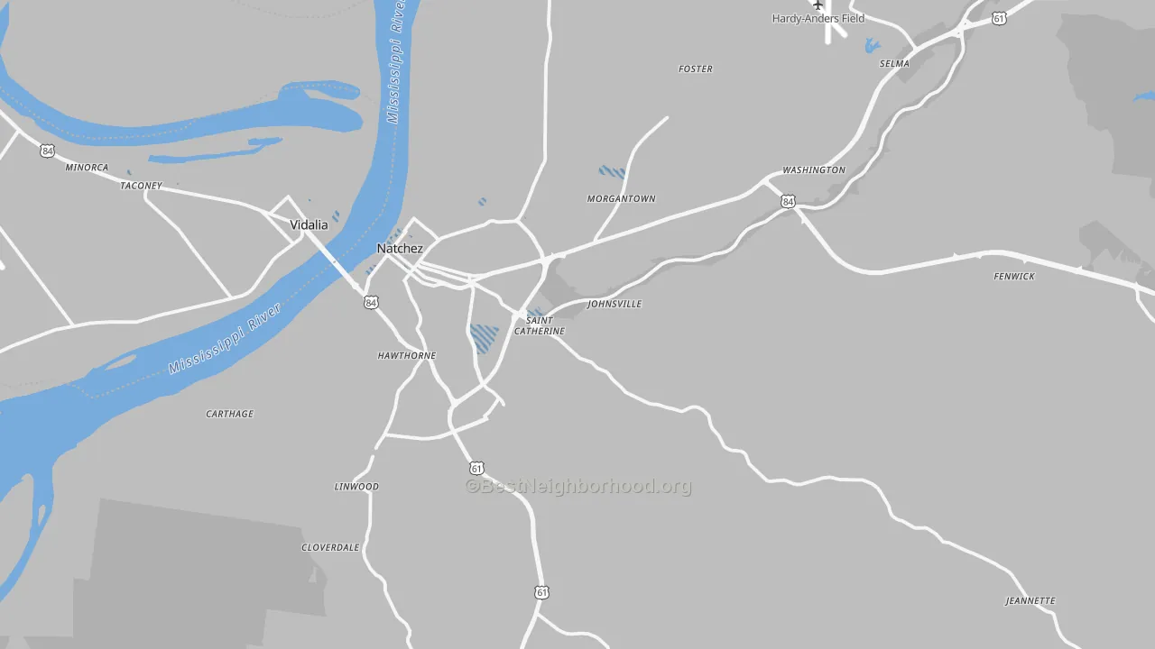 Transit Grade map of Natchez, MS