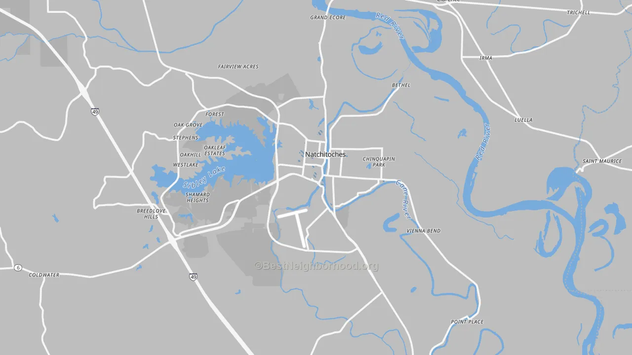 Transit Grade map of Natchitoches, LA