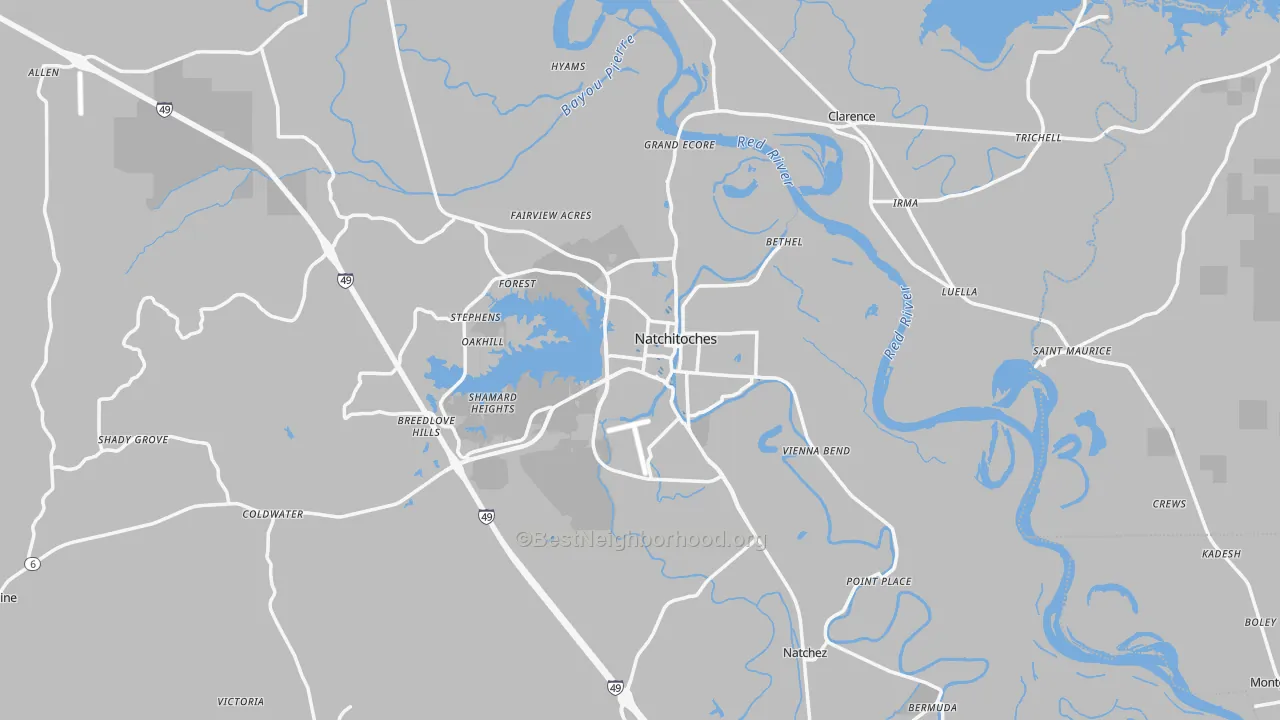 Transit Grade map of Natchitoches Parish, LA