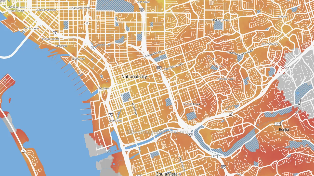 Transit Grade map of National City, CA