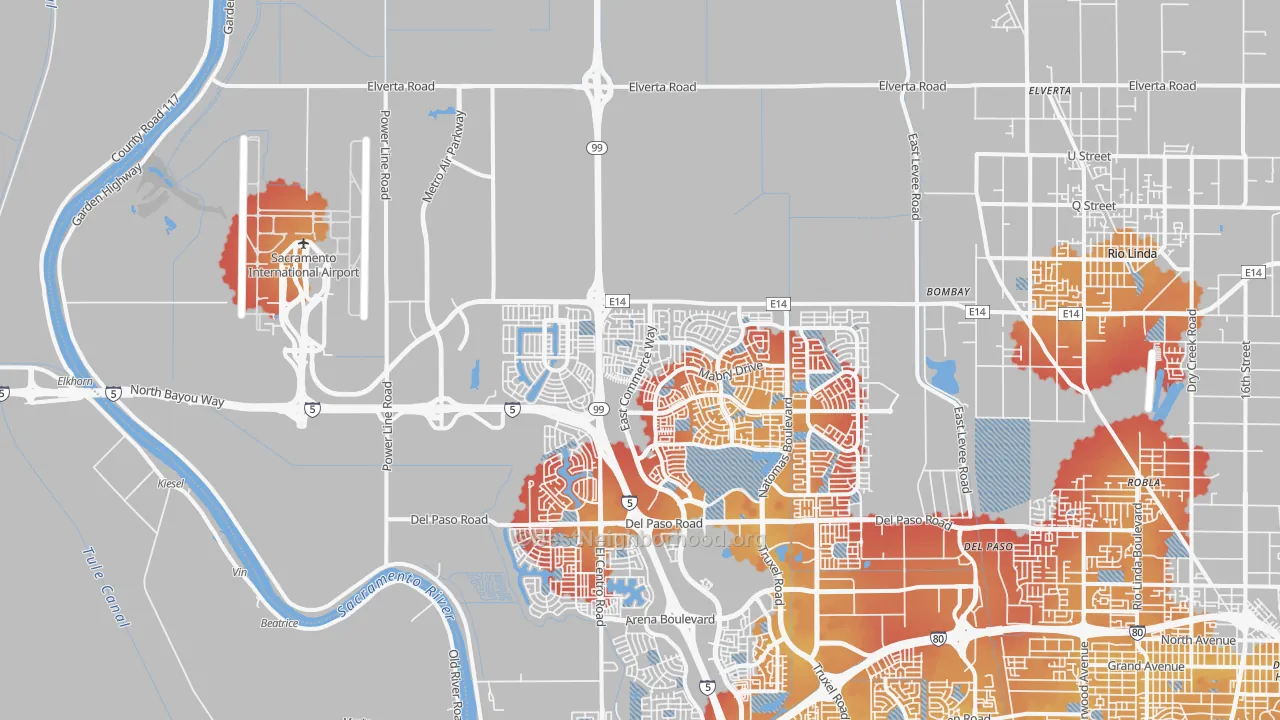 Transit Grade map of Natomas Creek, Sacramento, CA