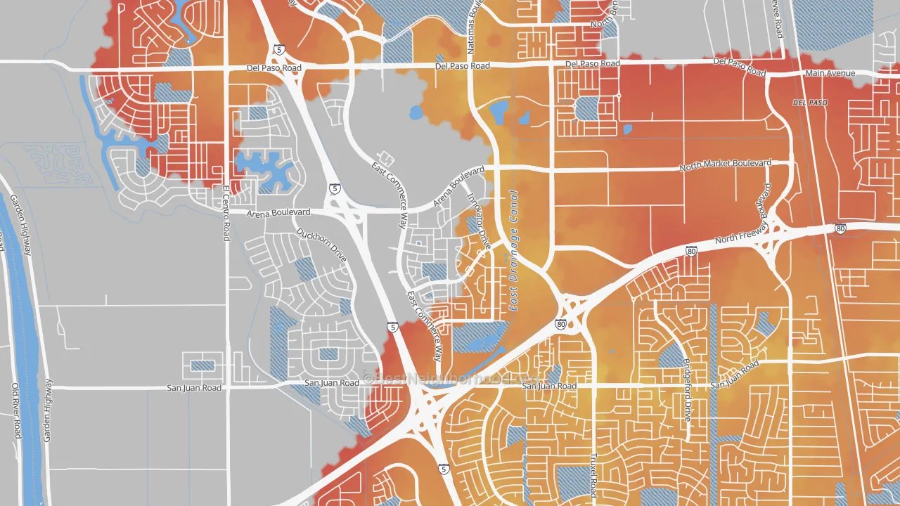 Transit Grade map of Natomas Crossing, Sacramento, CA