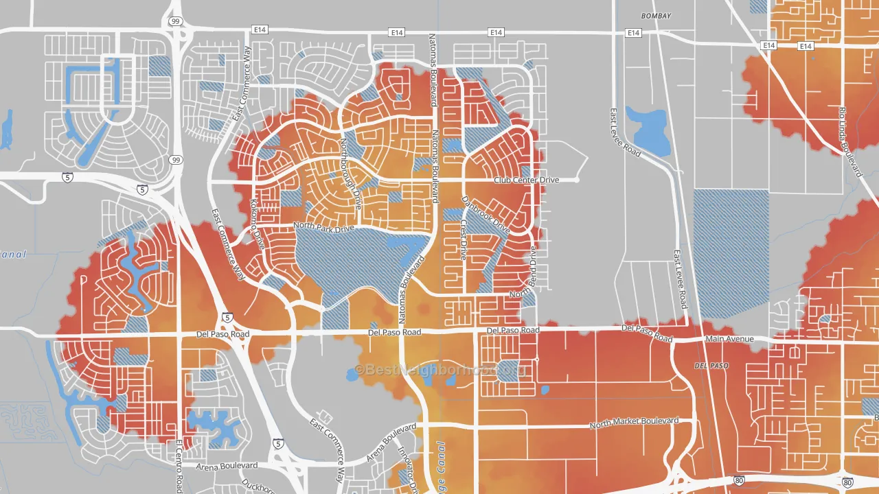 Transit Grade map of Natomas Park, Sacramento, CA