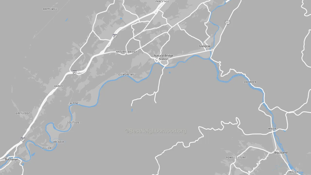 Transit Grade map of Natural Bridge Station, VA