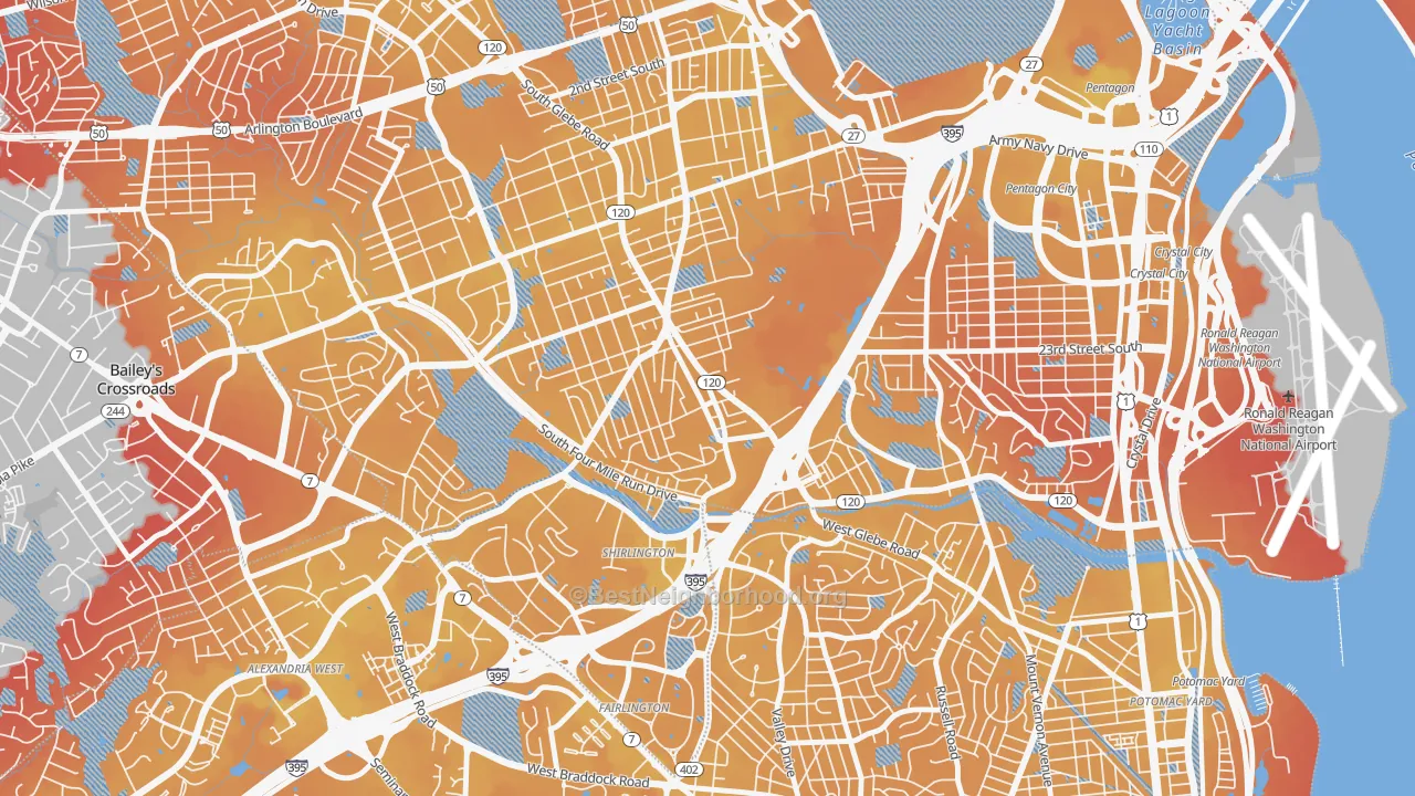 Transit Grade map of Nauck, Arlington, VA