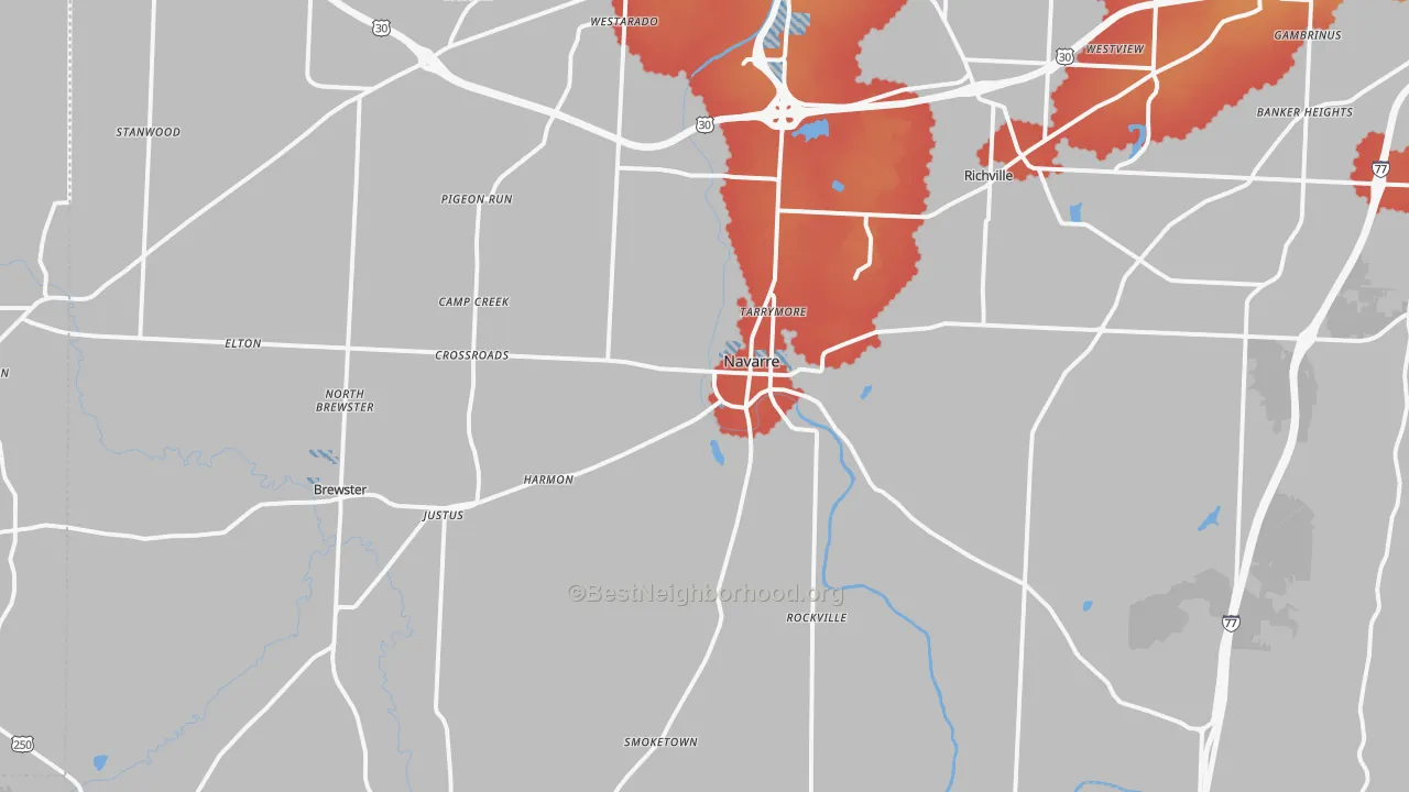 Transit Grade map of Navarre, OH