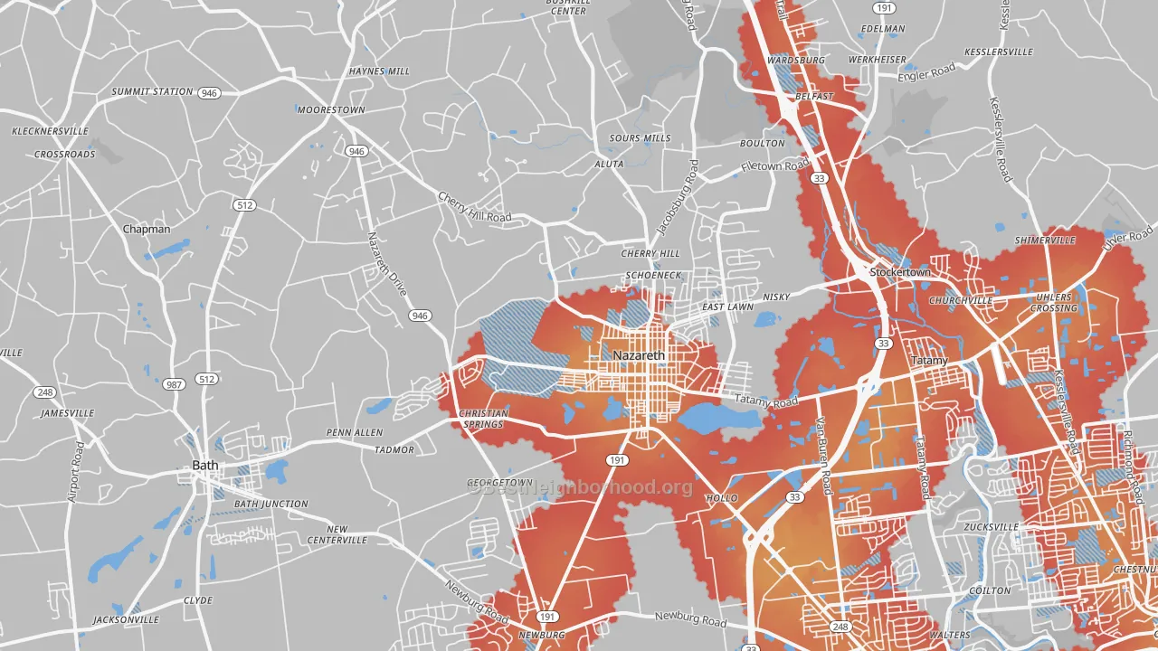 Transit Grade map of Nazareth, PA