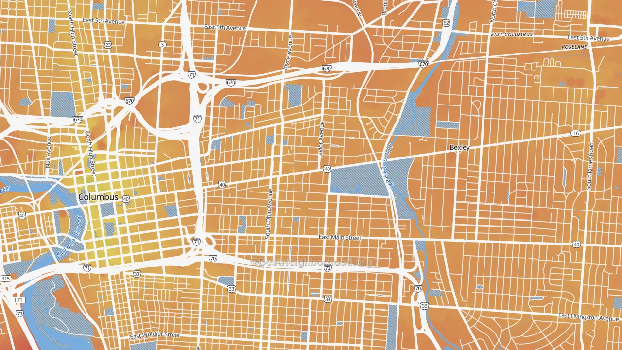 Transit Grade map of Near East, Columbus, OH