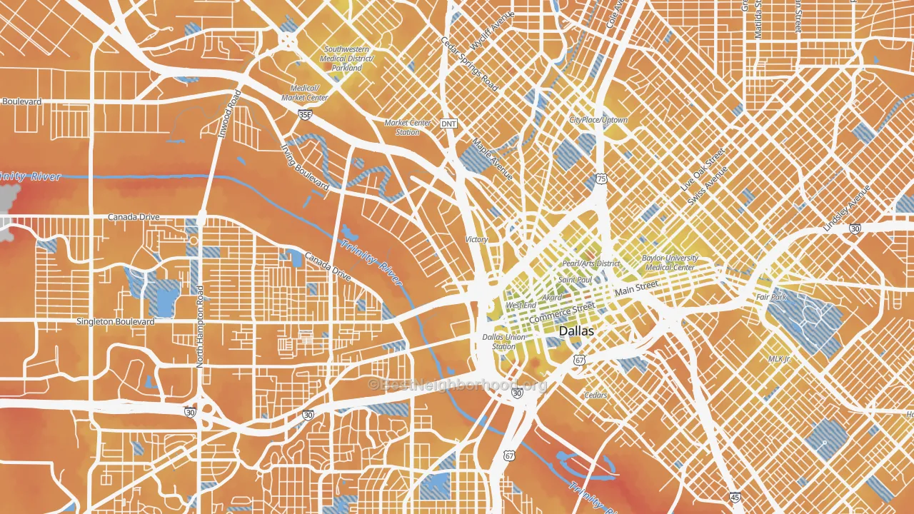Transit Grade map of Near East, Dallas, TX