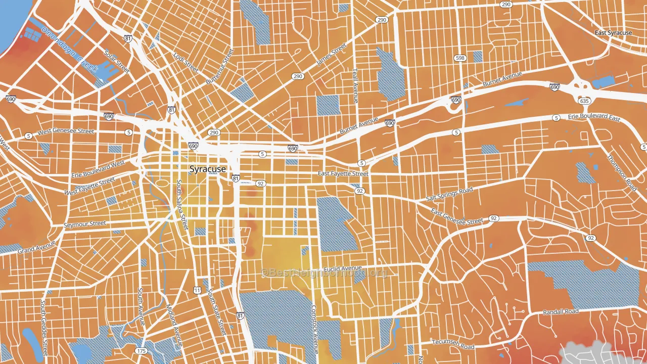 Transit Grade map of Near Eastside, Syracuse, NY