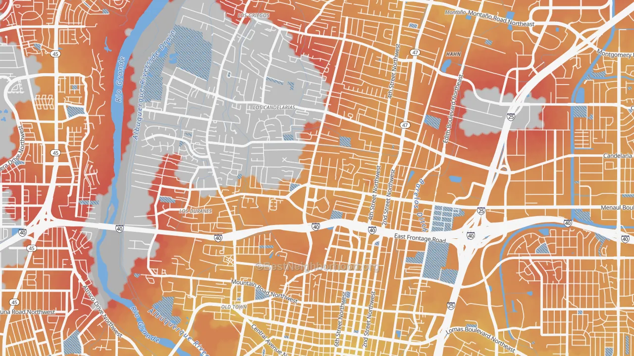 Transit Grade map of Near N Valley, Albuquerque, NM