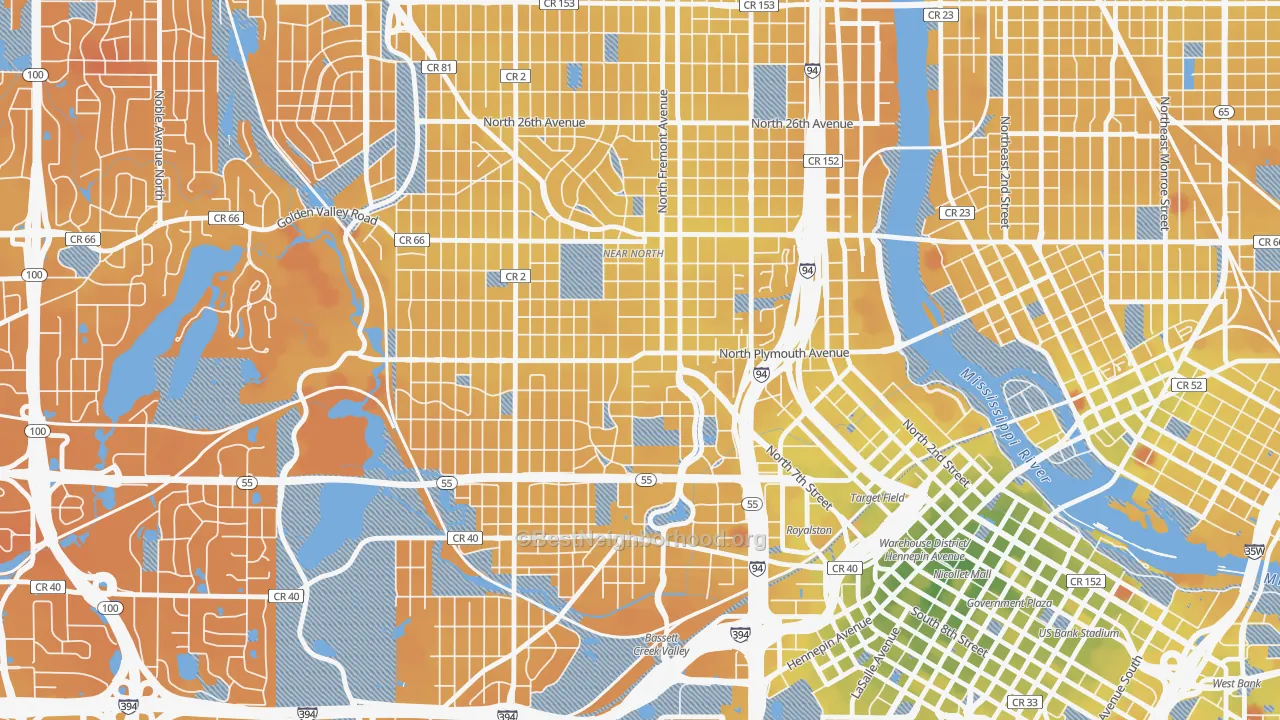 Transit Grade map of Near North, Minneapolis, MN