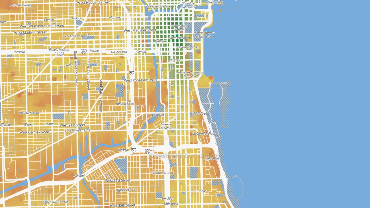 Transit Grade map of Near South Side, Chicago, IL