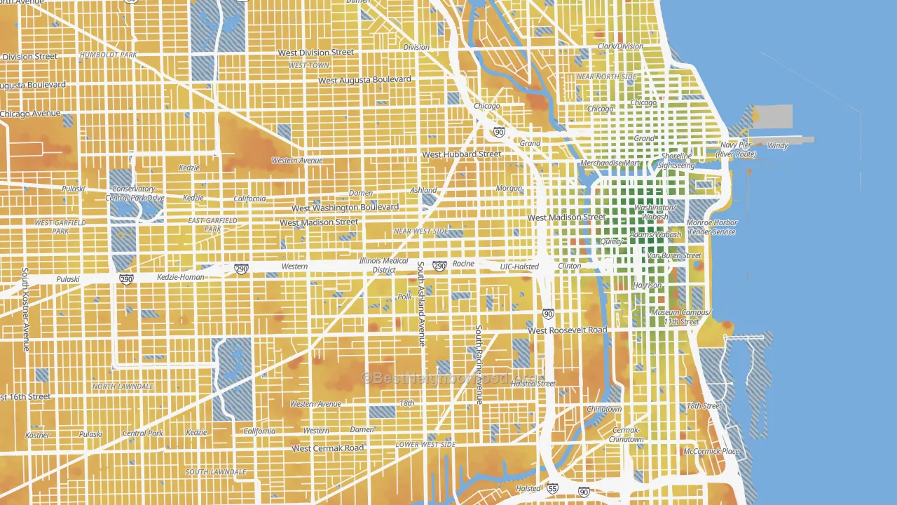 Transit Grade map of Near West Side, Chicago, IL