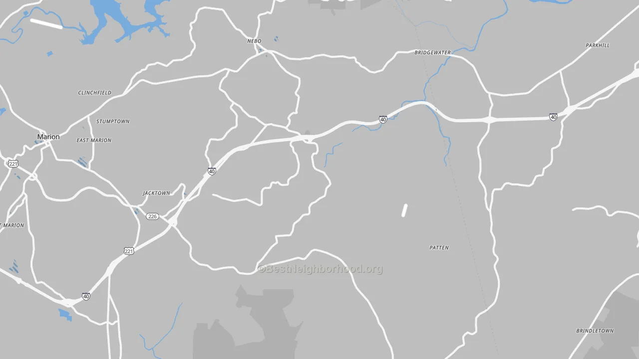 Transit Grade map of Nebo, NC