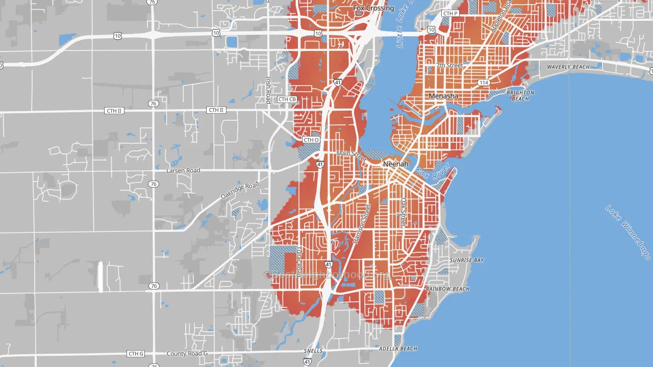 Transit Grade map of Neenah, WI
