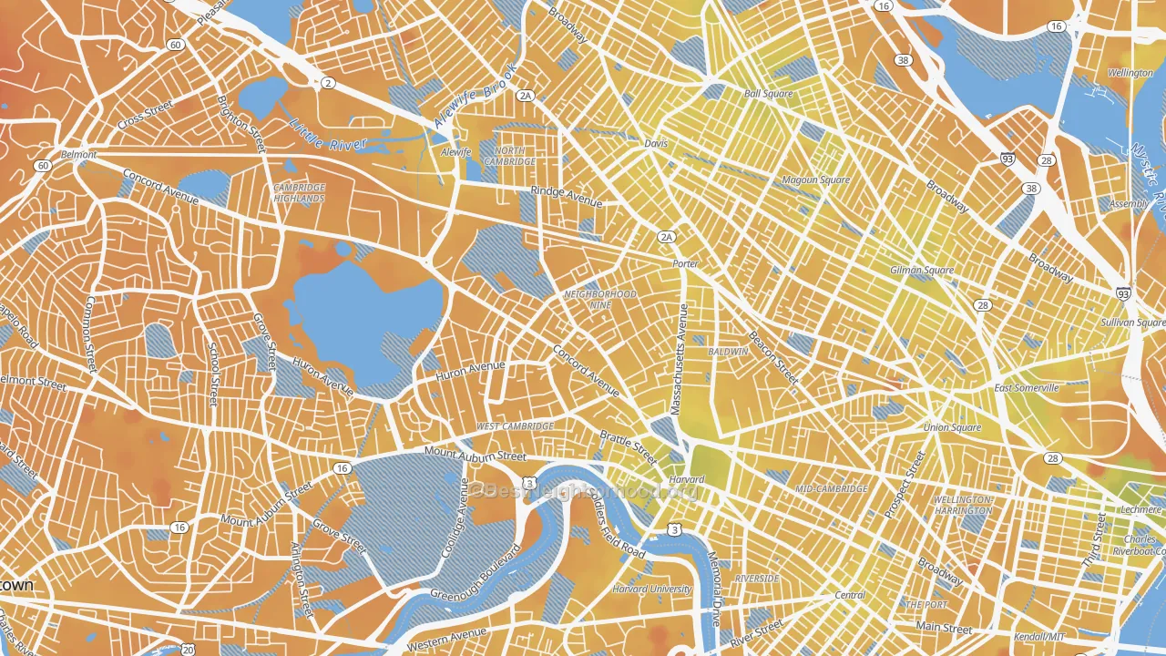 Transit Grade map of Neighborhood Nine, Cambridge, MA