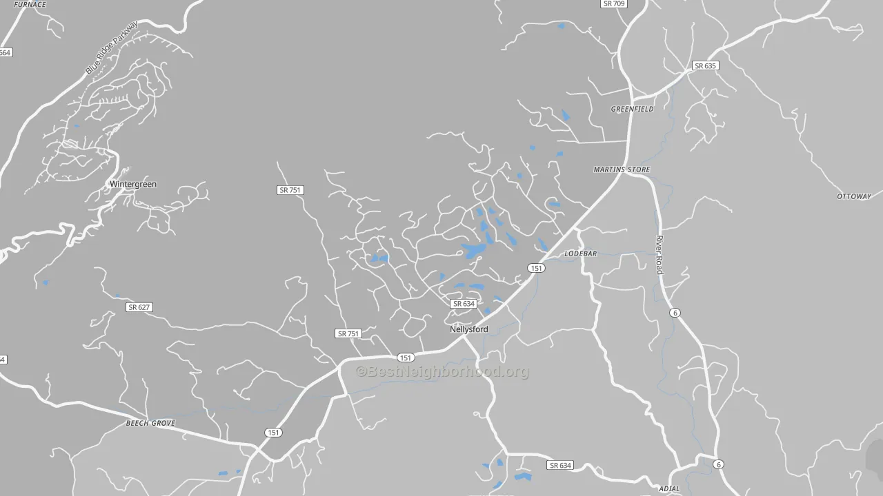 Transit Grade map of Nellysford, VA