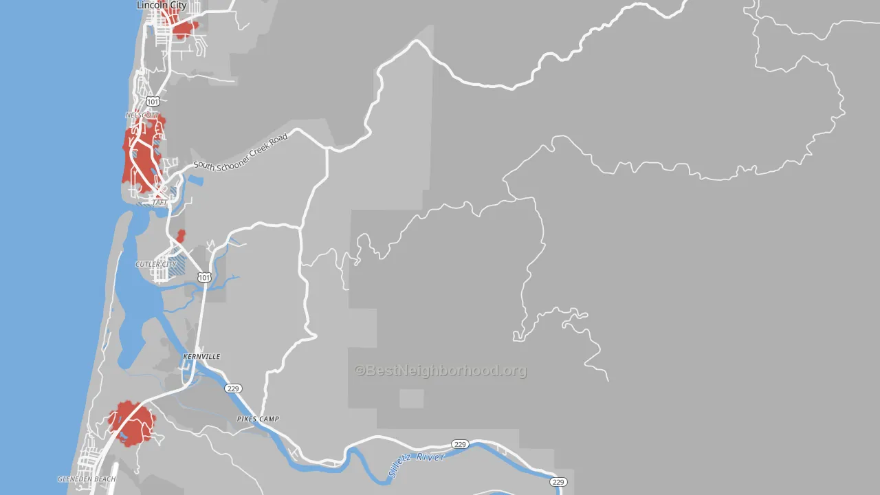 Transit Grade map of Nelscott, OR