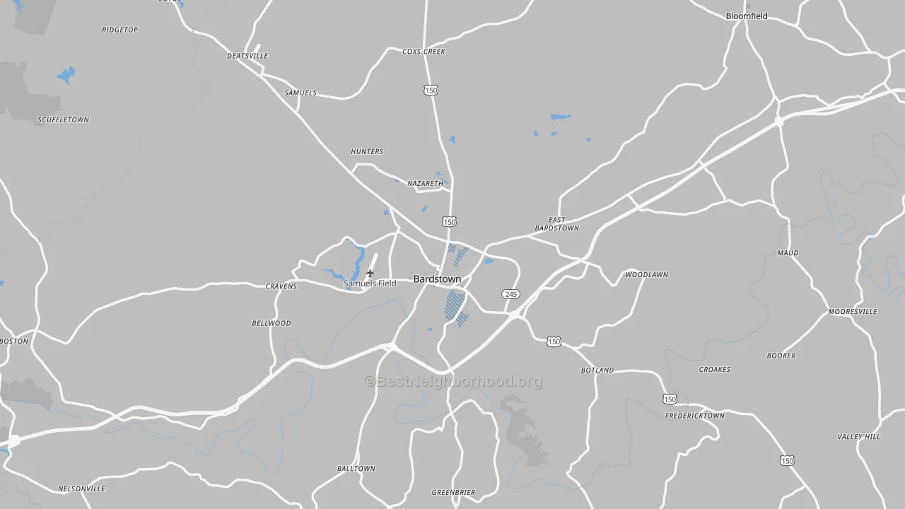 Transit Grade map of Nelson County, KY