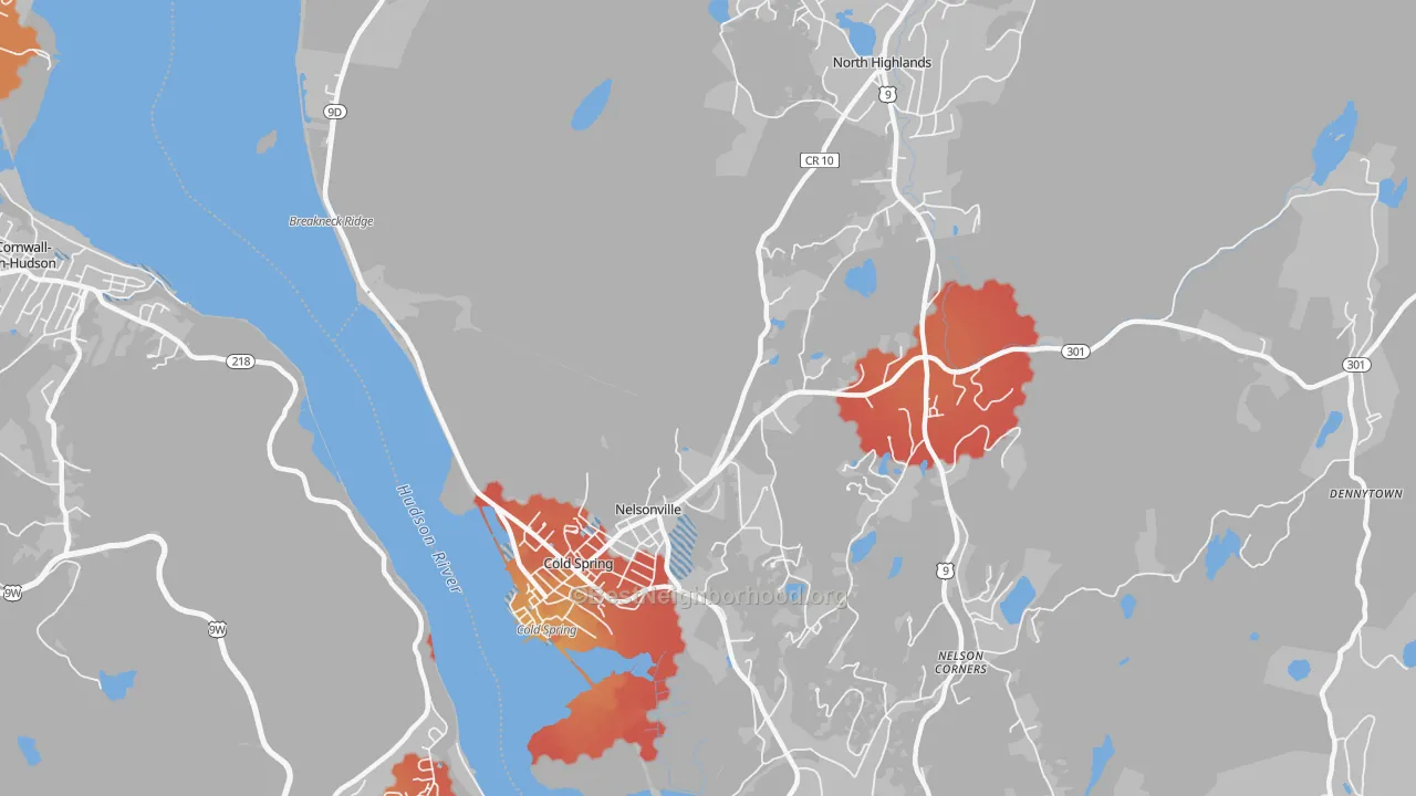 Transit Grade map of Nelsonville, NY