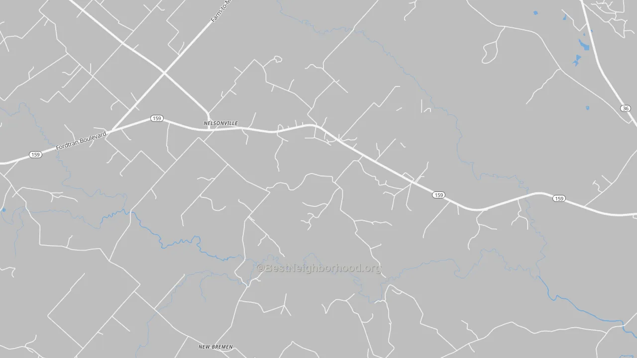 Transit Grade map of Nelsonville, TX