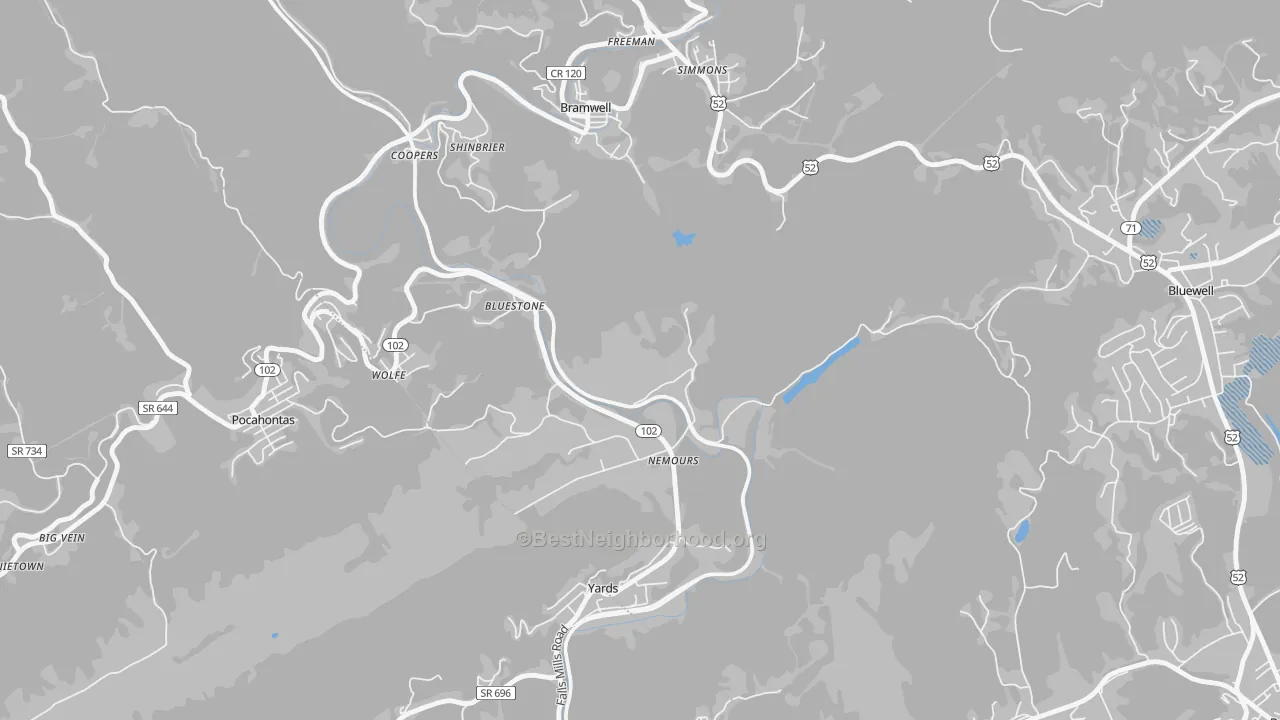 Transit Grade map of Nemours, WV