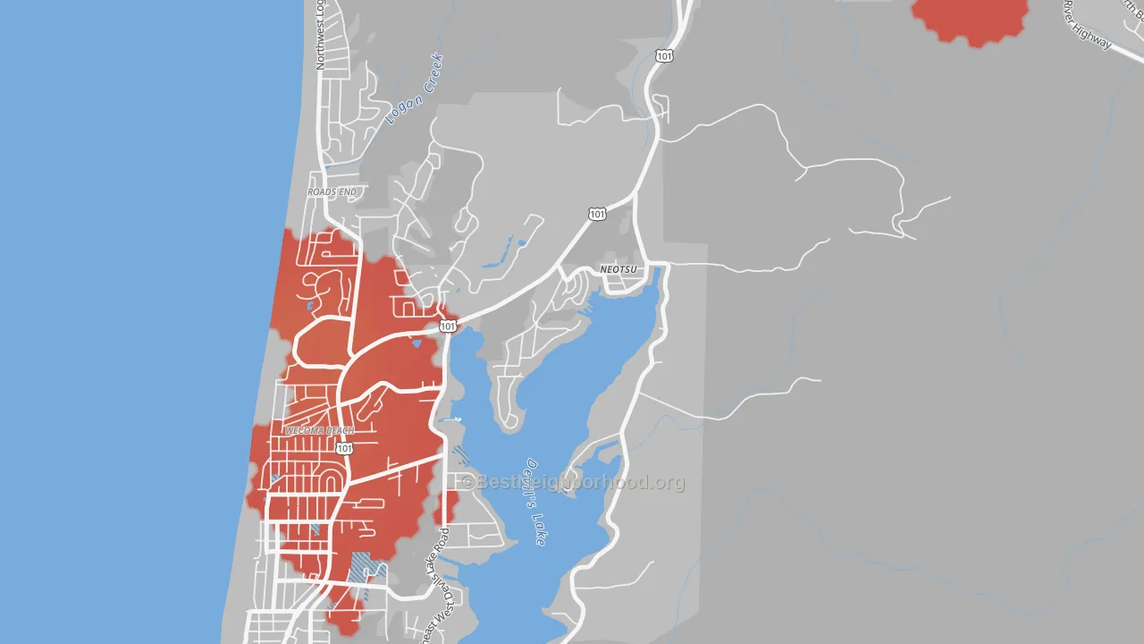 Transit Grade map of Neotsu, OR