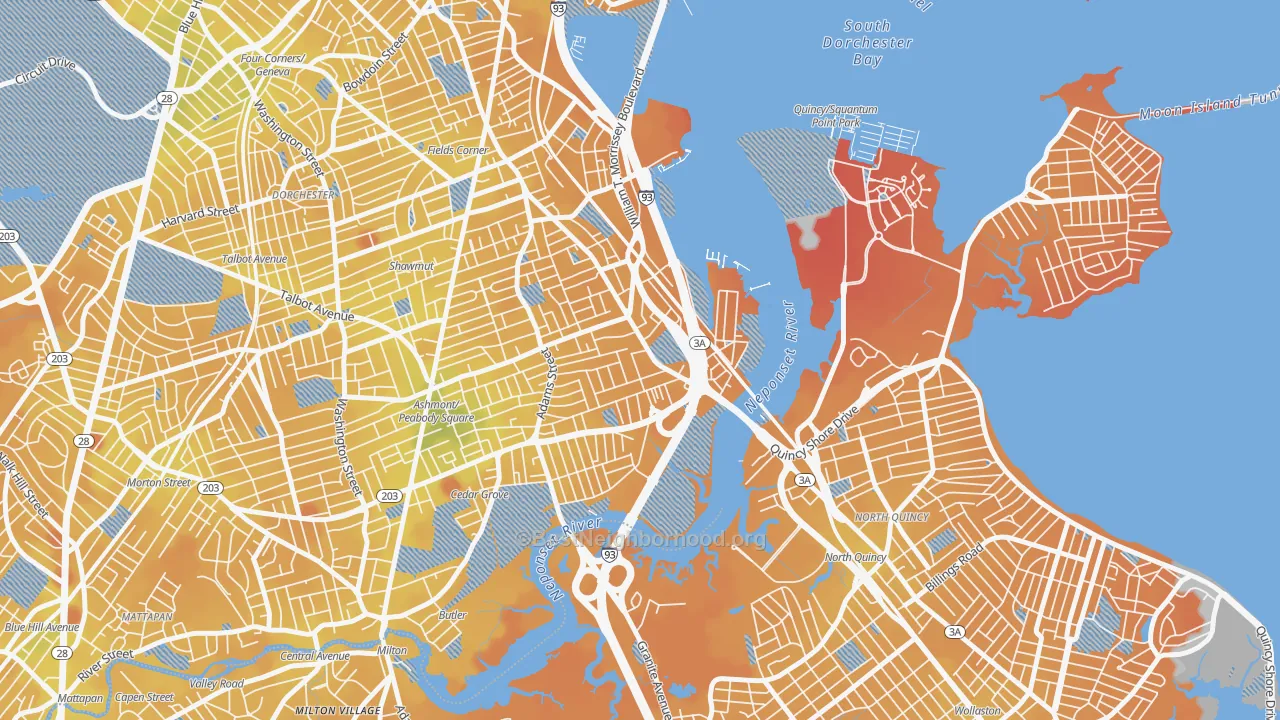 Transit Grade map of Neponset, Boston, MA