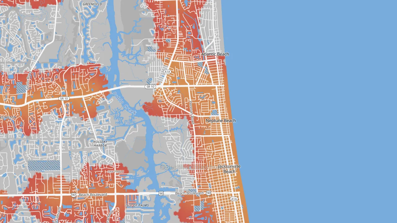 Transit Grade map of Neptune Beach, FL