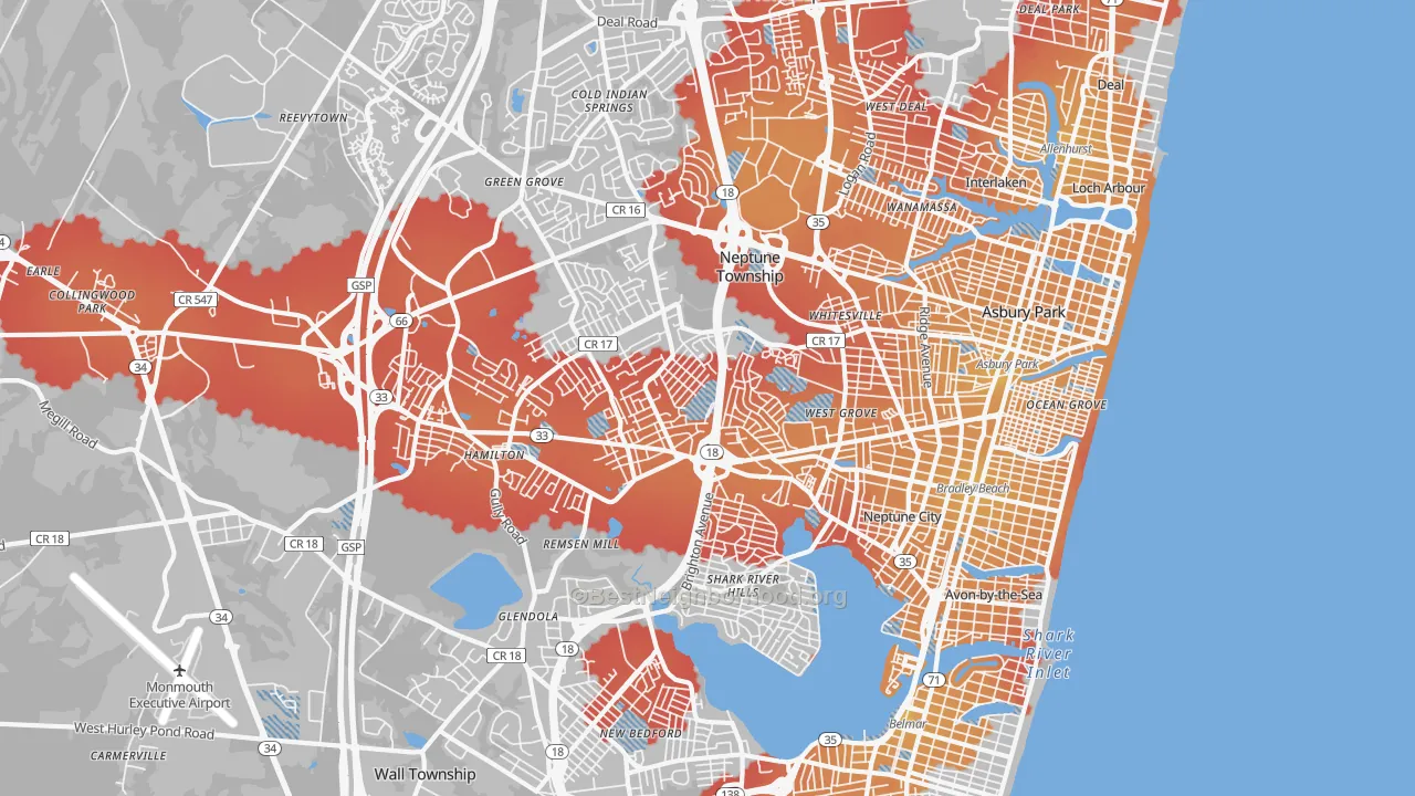Transit Grade map of Neptune, NJ