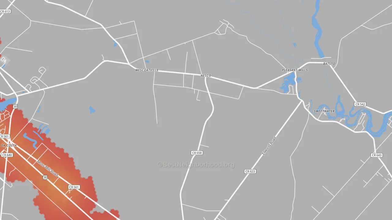 Transit Grade map of Nesco, NJ