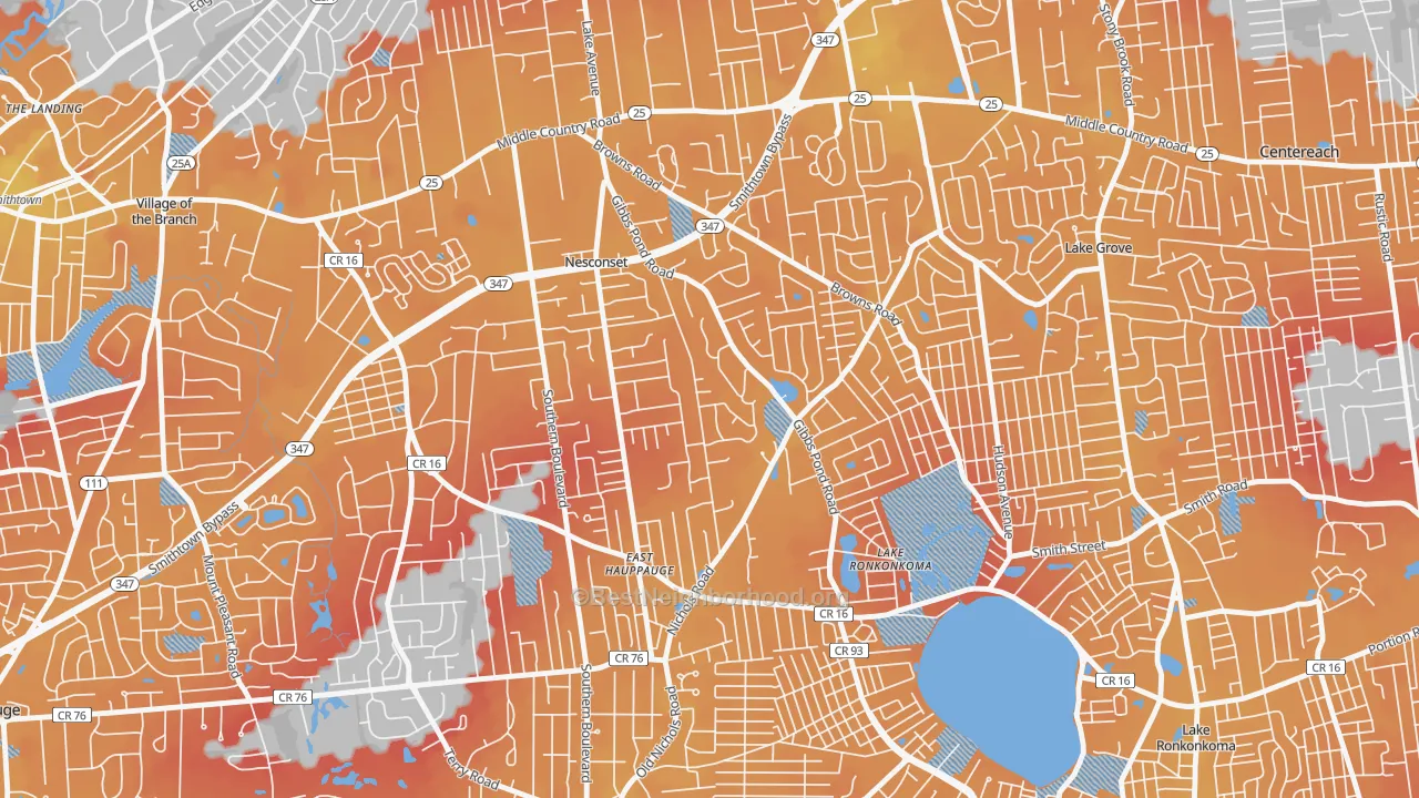 Transit Grade map of Nesconset, NY