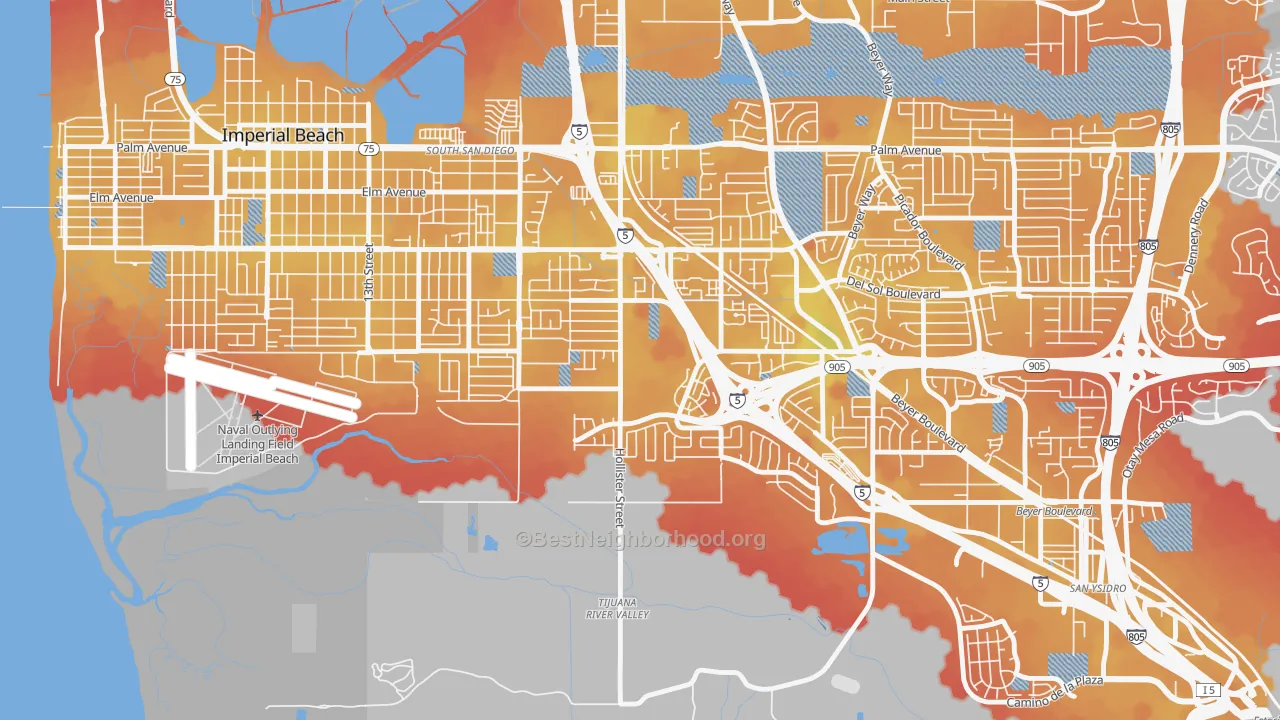 Transit Grade map of Nestor, San Diego, CA