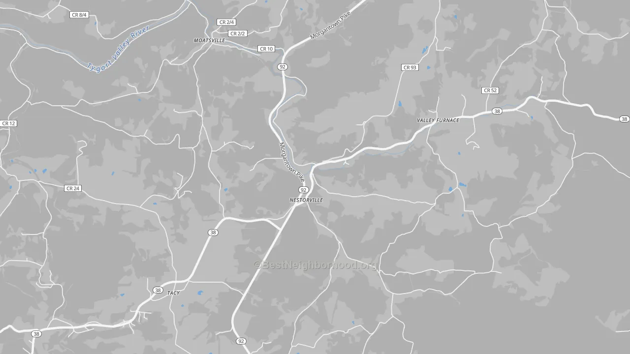 Transit Grade map of Nestorville, WV