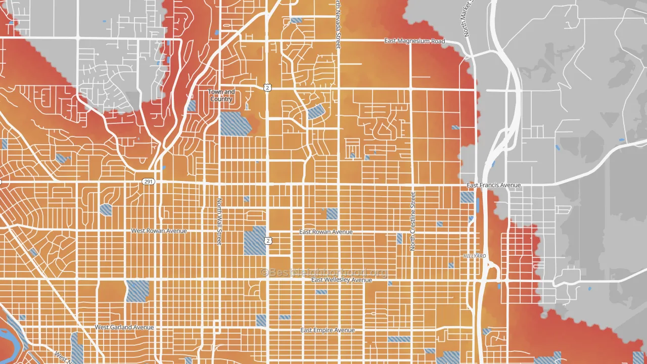 Transit Grade map of Nevada-Lidgerwood, Spokane, WA