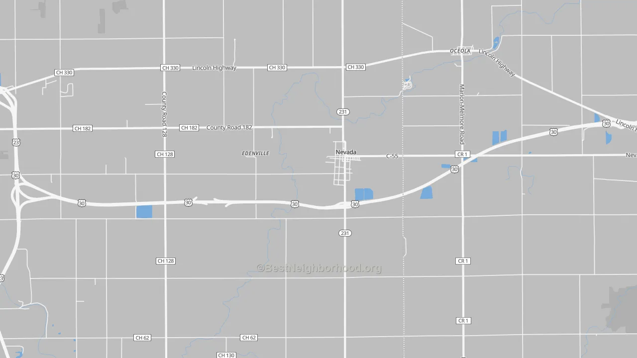 Transit Grade map of Nevada, OH