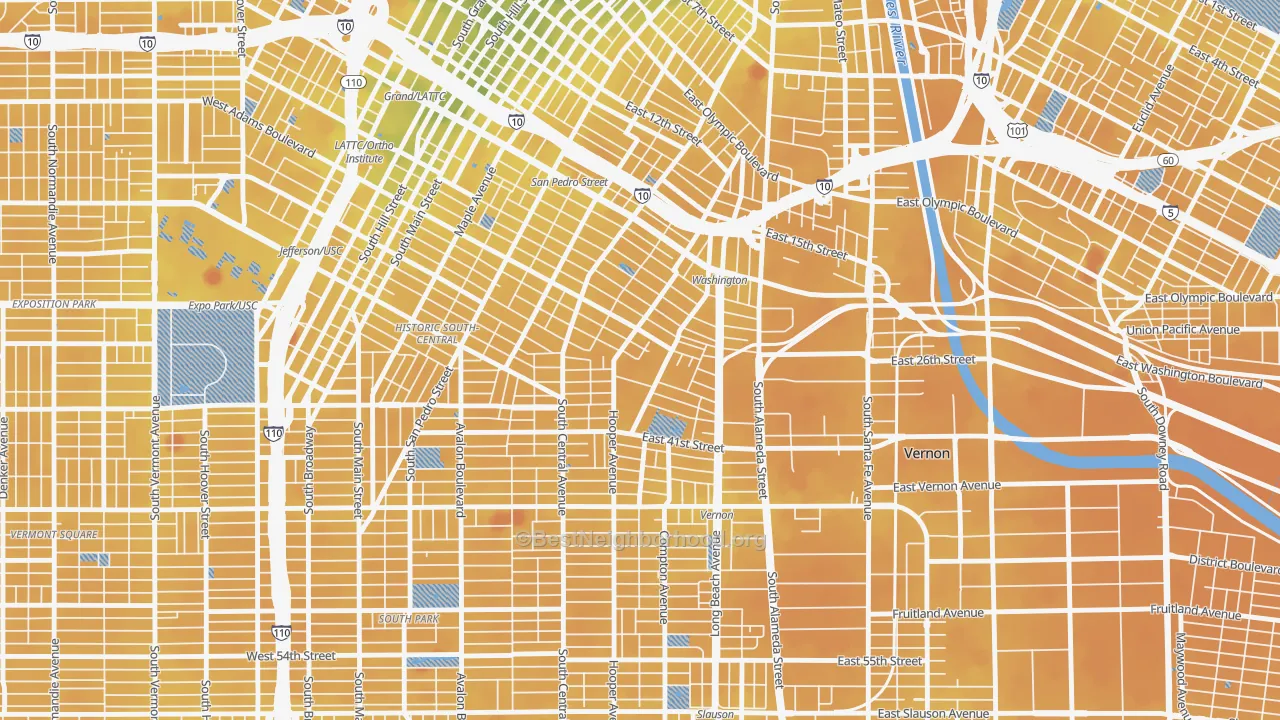 Transit Grade map of Nevin, Los Angeles, CA