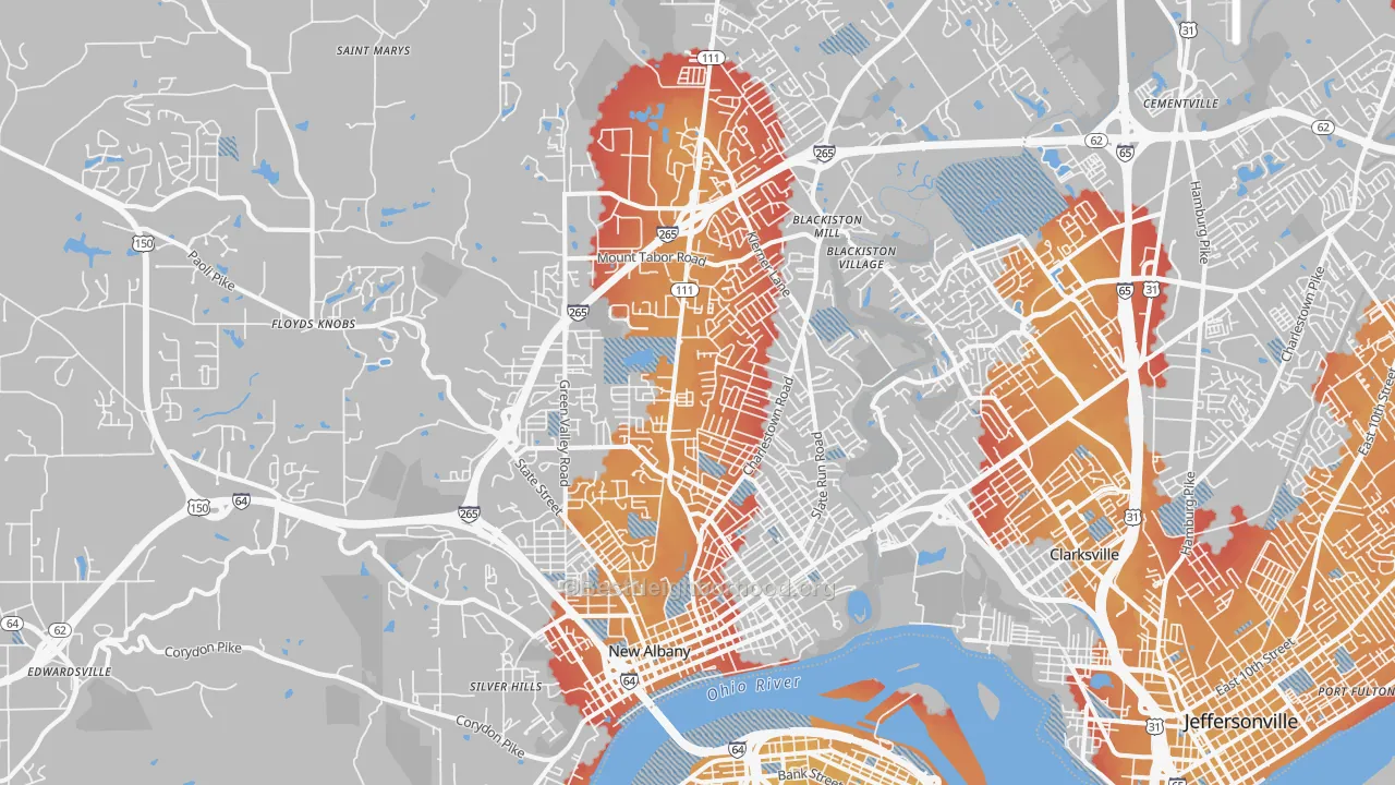 Transit Grade map of New Albany, IN