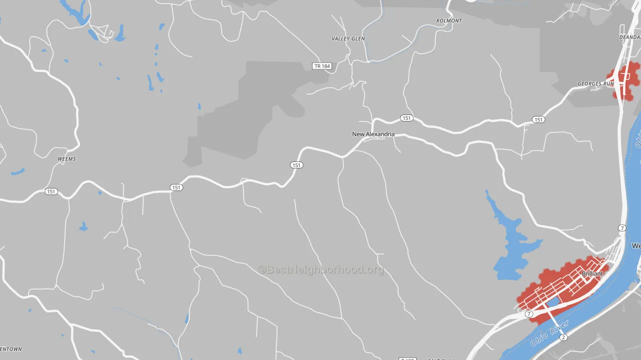 Transit Grade map of New Alexandria, OH