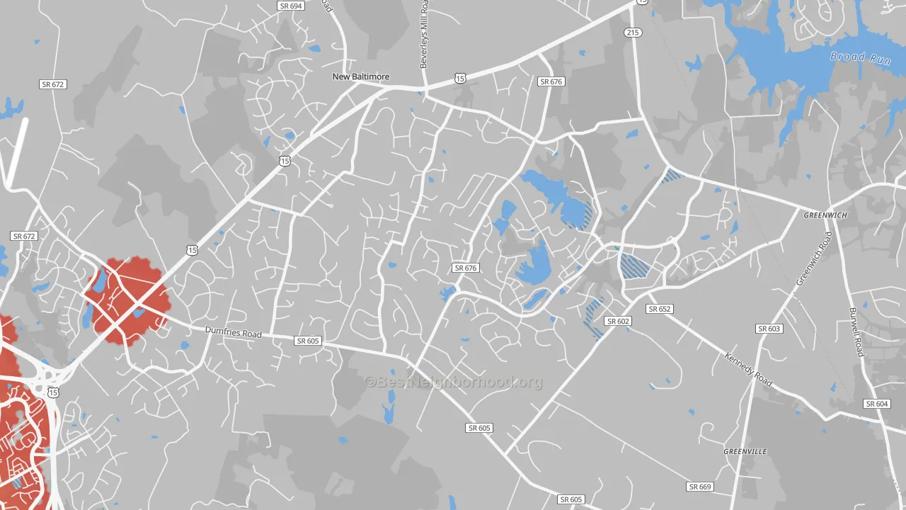Transit Grade map of New Baltimore, VA