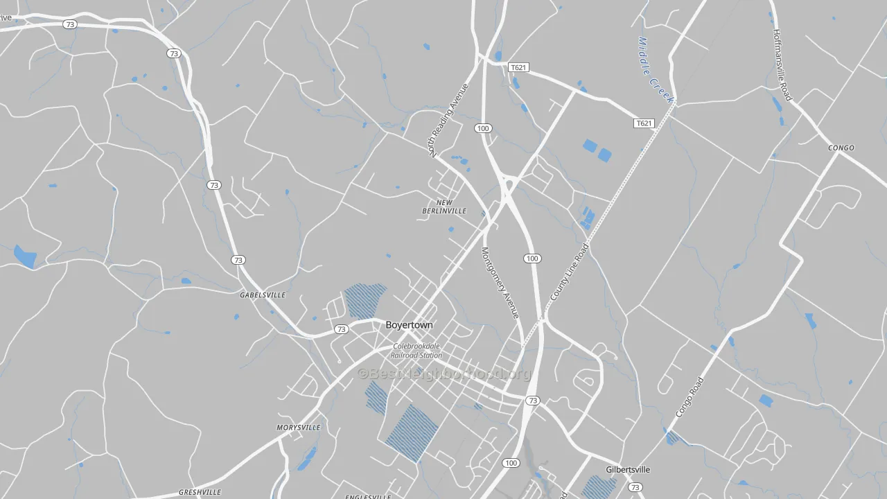 Transit Grade map of New Berlinville, PA