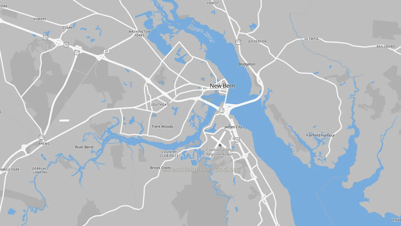 Transit Grade map of New Bern, NC