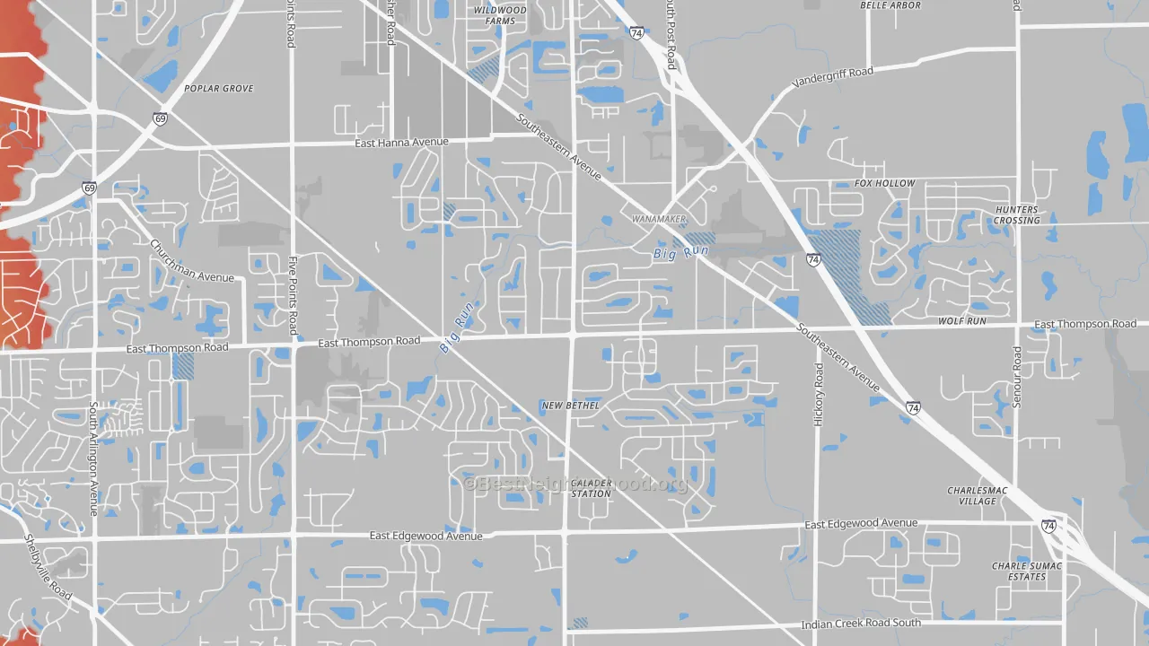 Transit Grade map of New Bethel, Indianapolis, IN