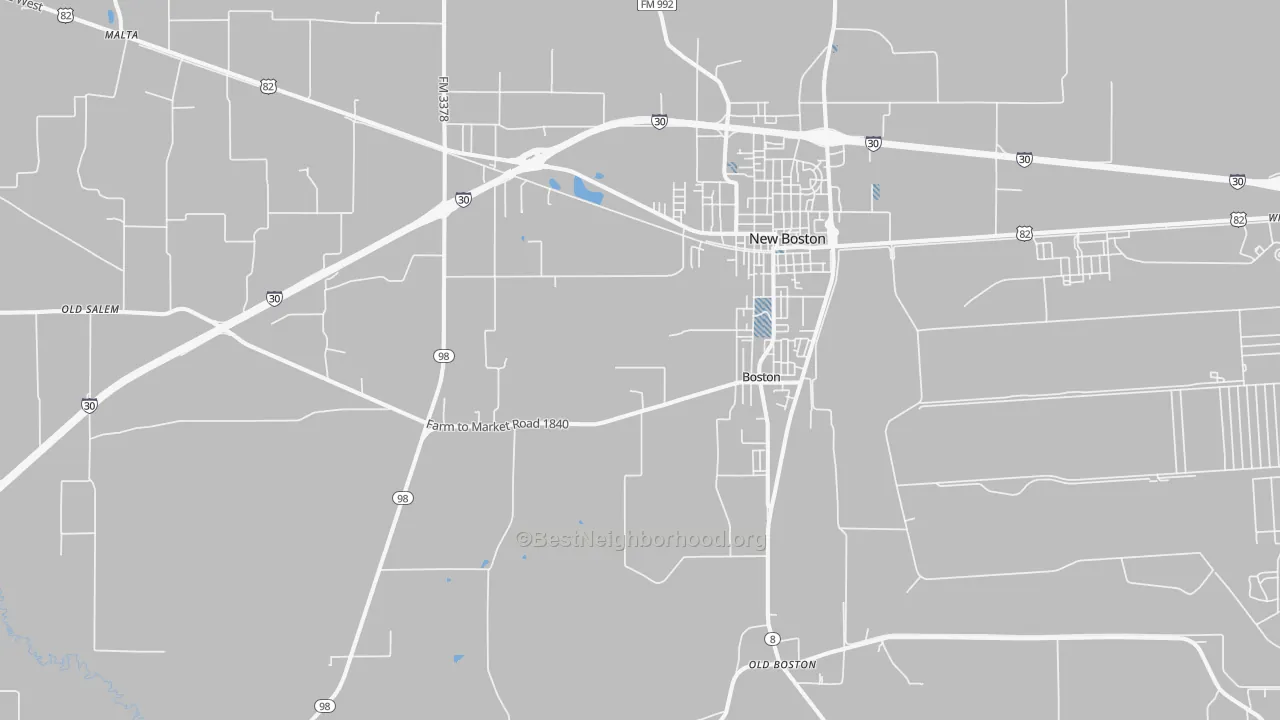 Transit Grade map of New Boston, TX