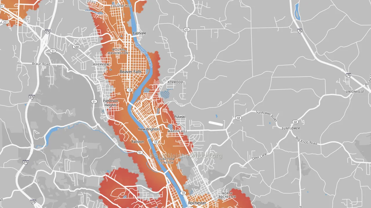 Transit Grade map of New Brighton, PA