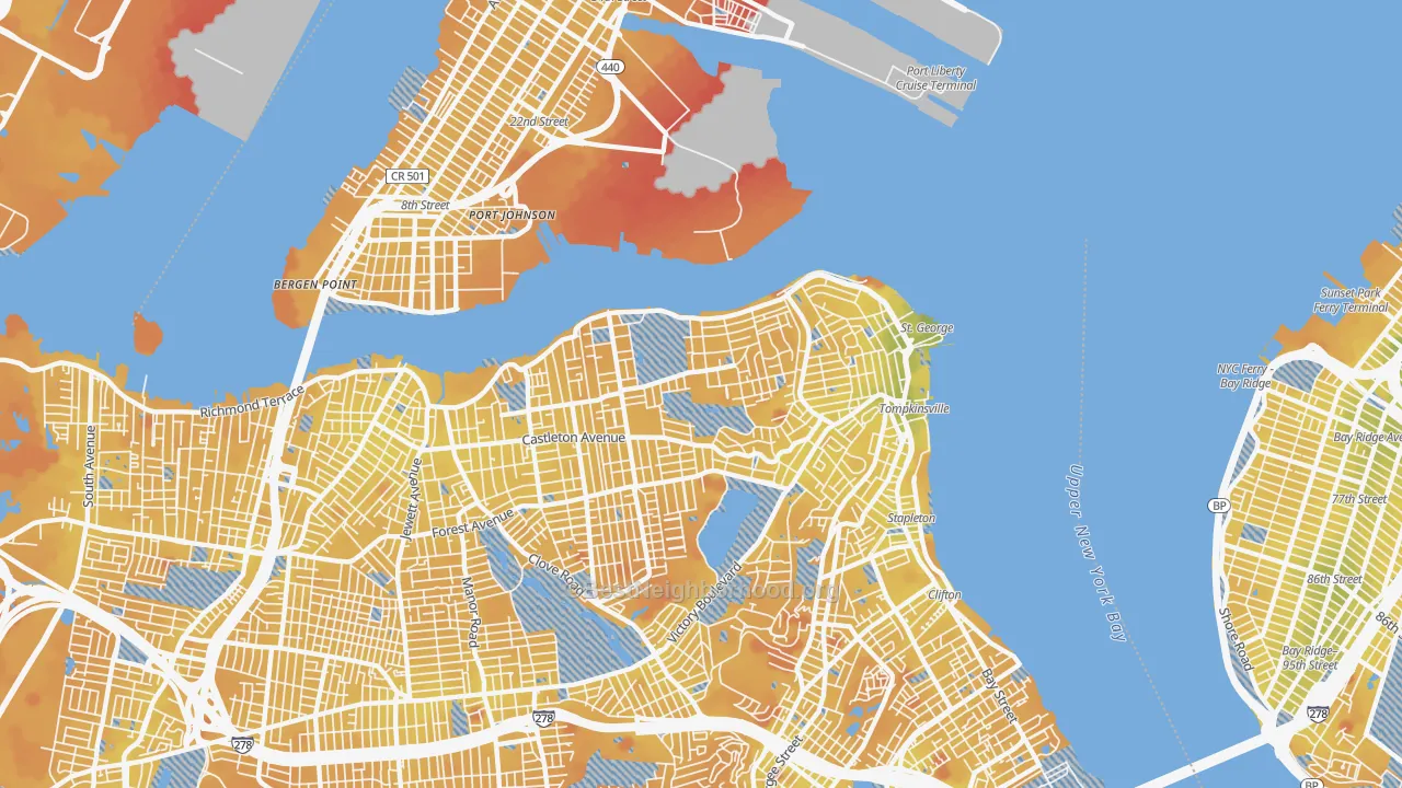 Transit Grade map of New Brighton, Staten Island, NY